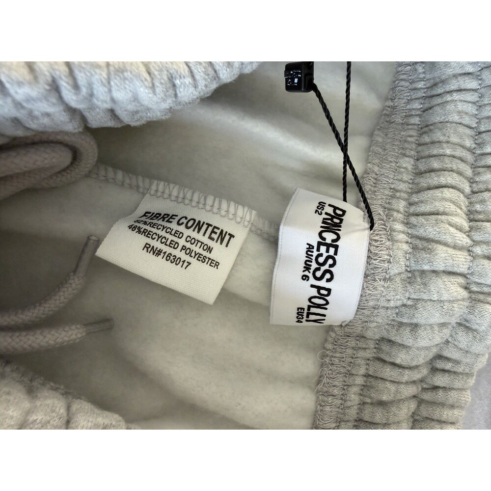 NWT Princess Polly Women’s Gray Puffy Logo Fleece Jogger Sweatpants US 2 XS - Picture 4 of 8